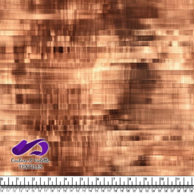 Copper metallic textured fabric with abstract rectangular pattern