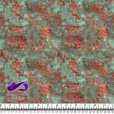 Rust and patina textured fabric print