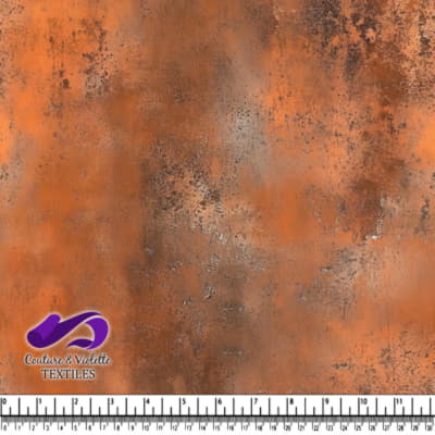 Rust and patina textured fabric pattern in orange and brown tones