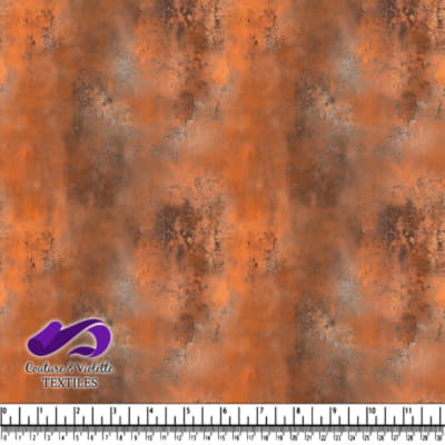 Rust and patina textured fabric pattern in orange and brown tones