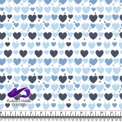 Blue and navy heart pattern on white background