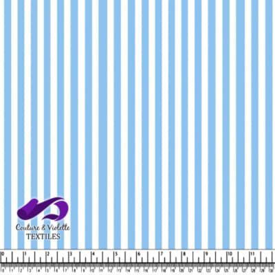 Blue and white vertical striped fabric