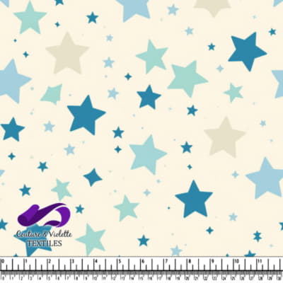 Blue and beige stars on cream background