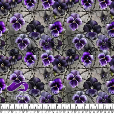 Purple and black pansy flowers