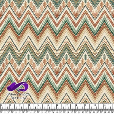 Geometric Chevron Pattern in Earthy Tones with Tribal Motifs
