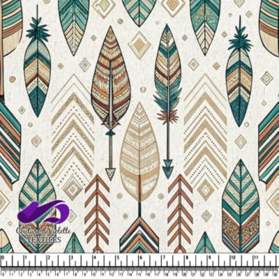 Bohemian Style Pattern with Colorful Tribal Feathers and Arrows