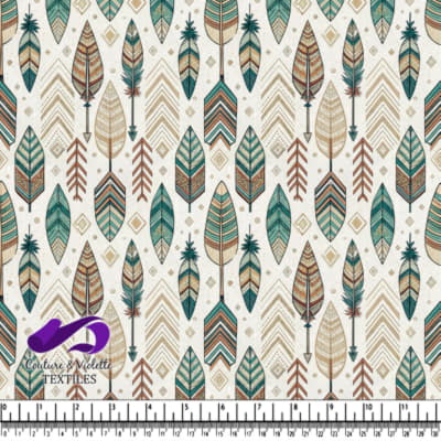 Bohemian Style Pattern with Colorful Tribal Feathers and Arrows