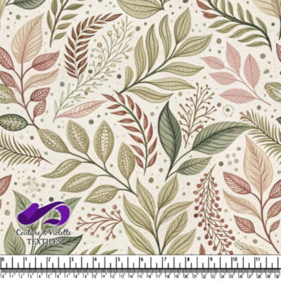 Botanical pattern with hand-drawn leaves and branches in soft earthy tones