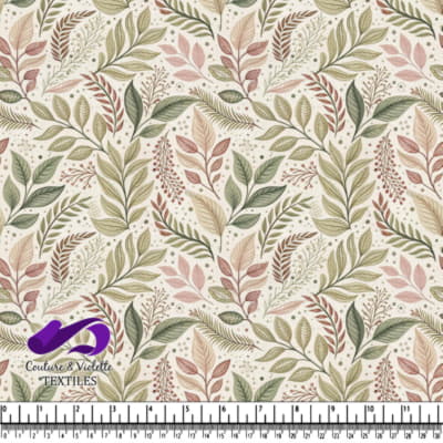 Botanical pattern with hand-drawn leaves and branches in soft earthy tones