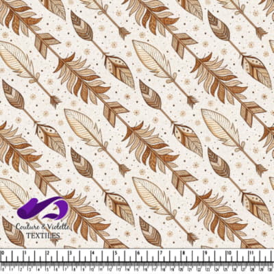 Brown and beige decorative arrows and leaves on a light background