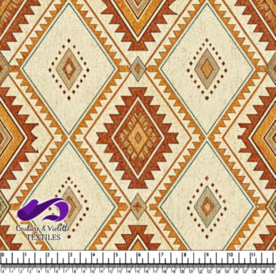Geometric Aztec Pattern in Earth Tones with Diamond Shapes