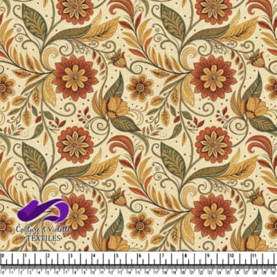 Autumn Floral Pattern with Leaves and Swirls
