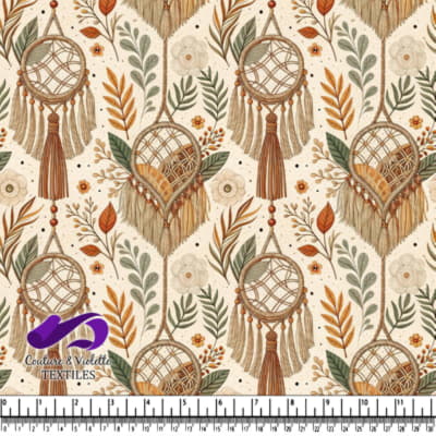 Boho dreamcatchers and autumn leaves pattern