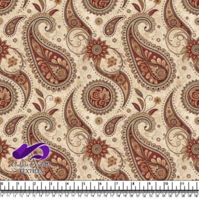 Brown and beige paisley floral vintage