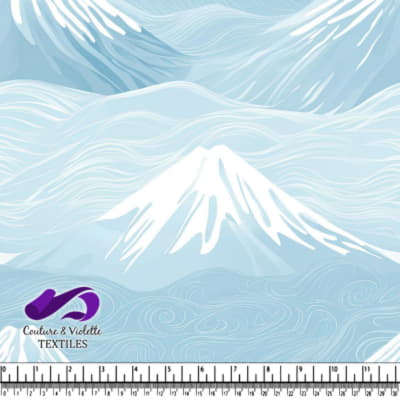 Blue and white mountain landscape pattern