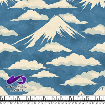 Snowy mountain peaks surrounded by clouds