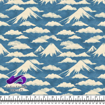 Snowy mountain peaks surrounded by clouds