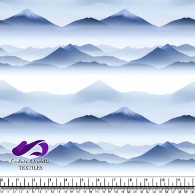 Serene Misty Mountain Landscape with Layered Blue Hills