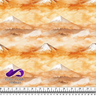 Serene Mountain Landscape with Mist and Snowy Peaks Textile Design