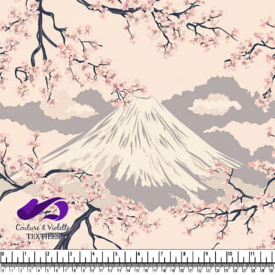 Mount Fuji framed by Cherry Blossom Branches in Spring