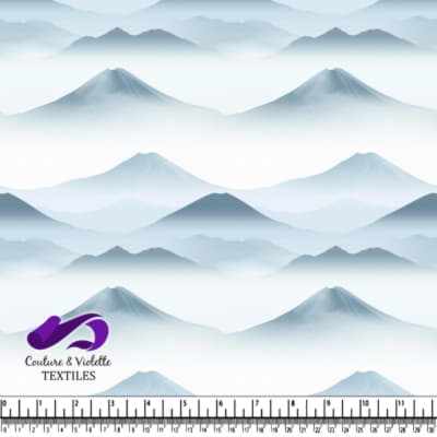 Misty Layered Mountains Landscape in Calm Blue Tones