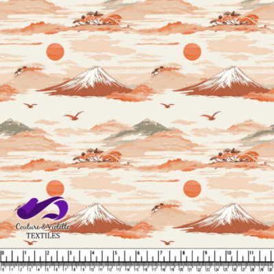 Serene Japanese Landscape with Mount Fuji and Sunset