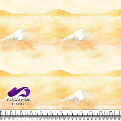 Mountain peak above the clouds in soft pastel colors