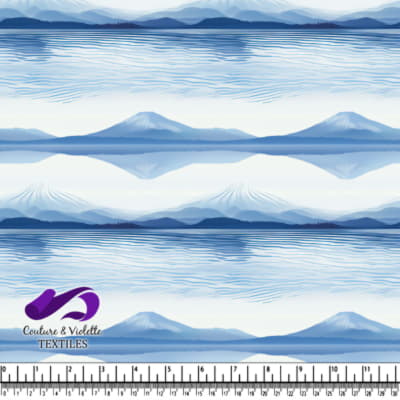 Serene Blue Mountain Landscape with Reflective Water Surface