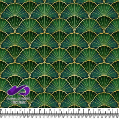 Green and Gold Art Deco Fan Pattern