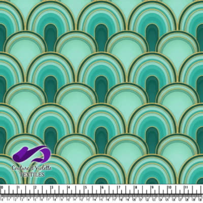 Teal and Green Retro Abstract Arch Pattern