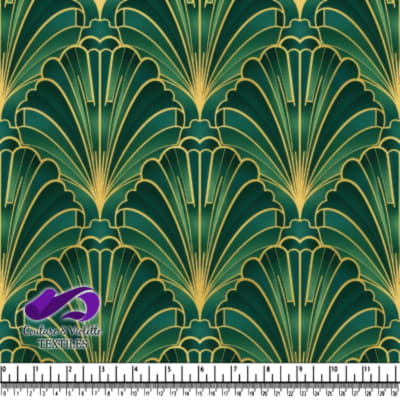 Art Deco Style Geometric Green and Gold