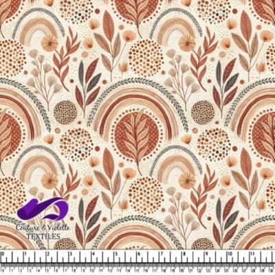 Earth Tones Boho Leaves and Rainbows Pattern