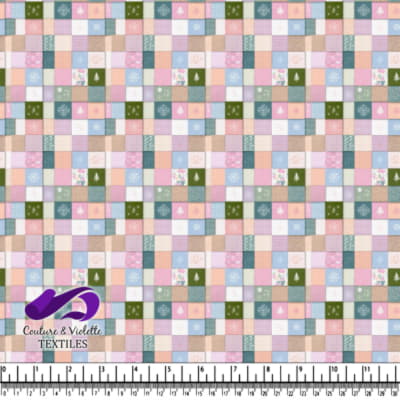 Pastel Christmas Patchwork Fabric Pattern