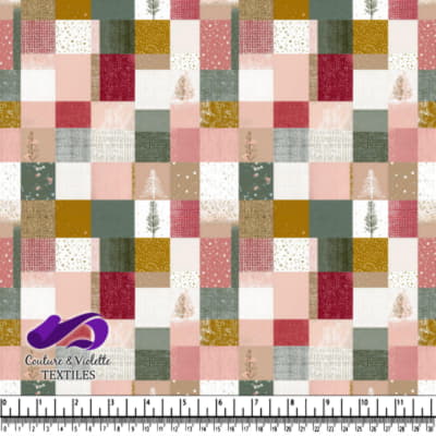 Patchwork Christmas Tree Holiday Pattern Fabric