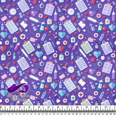 Medical and Healthcare Equipment Pattern on Purple Background