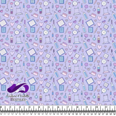 Medical and Healthcare Equipment Pattern on Purple Background