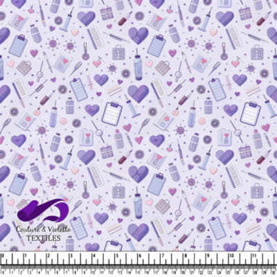 Medical and Healthcare Pattern with Purple and Pink Icons