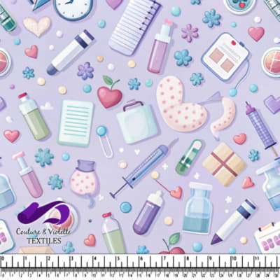 Medical and Healthcare Pattern on Purple Background