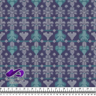 Knitted Winter Pattern with Hearts and Geometric Shapes