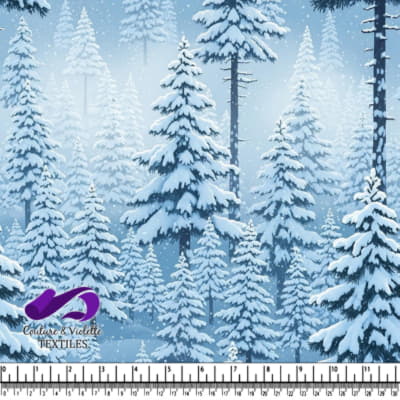 Snow Covered Evergreen Forest in Winter Wonderland