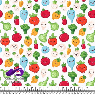 Cute Kawaii Fruits and Vegetables Pattern Design