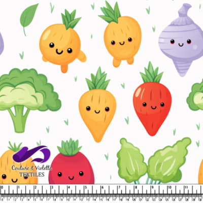Cute Kawaii Vegetables Pattern with Smiling Faces Illustration