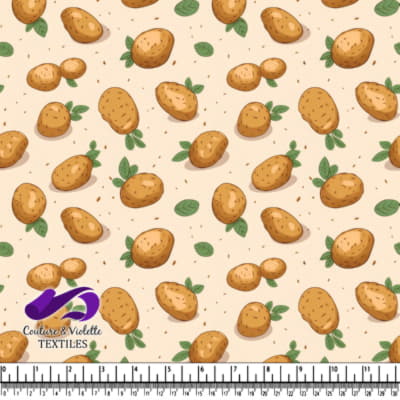 Pommes de Terre Fraîches avec Feuilles Vertes sur Fond Beige