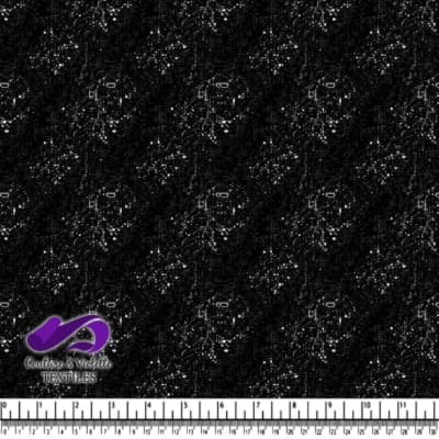 Black and White Digital Pixel Starry Night Fabric Pattern