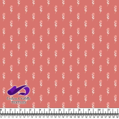 Doux Motif de Roses Roses sur Fond Corail Doux