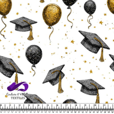 Graduation Caps Balloons and Stars Celebration Pattern