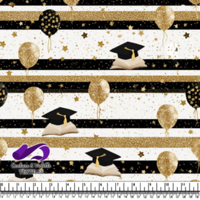 Motif de Célébration de Diplôme avec Chapeaux, Ballons et Étoiles