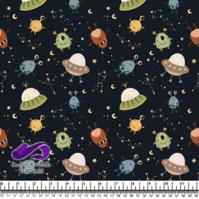 Cute Cartoon UFOs and Aliens Space Pattern