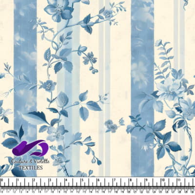 Rayure vintage florale bleue