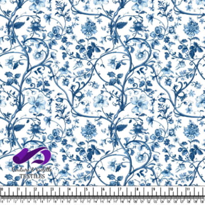 Impression de vignes florales bleues et blanches